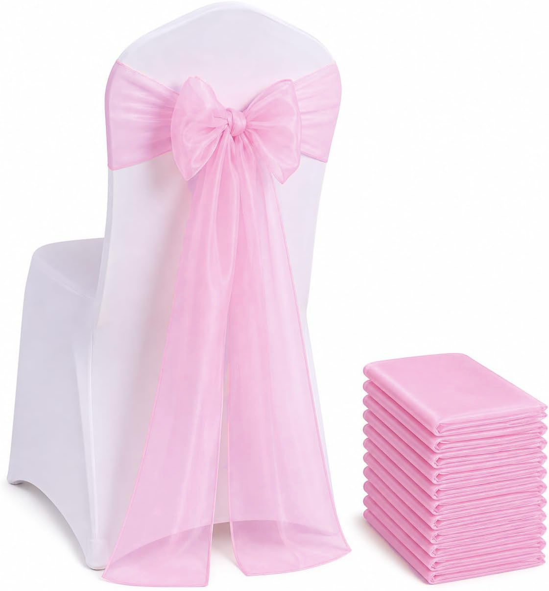 Chair Sash Organza - Lazos de Organza para Sillas, 100/50/10