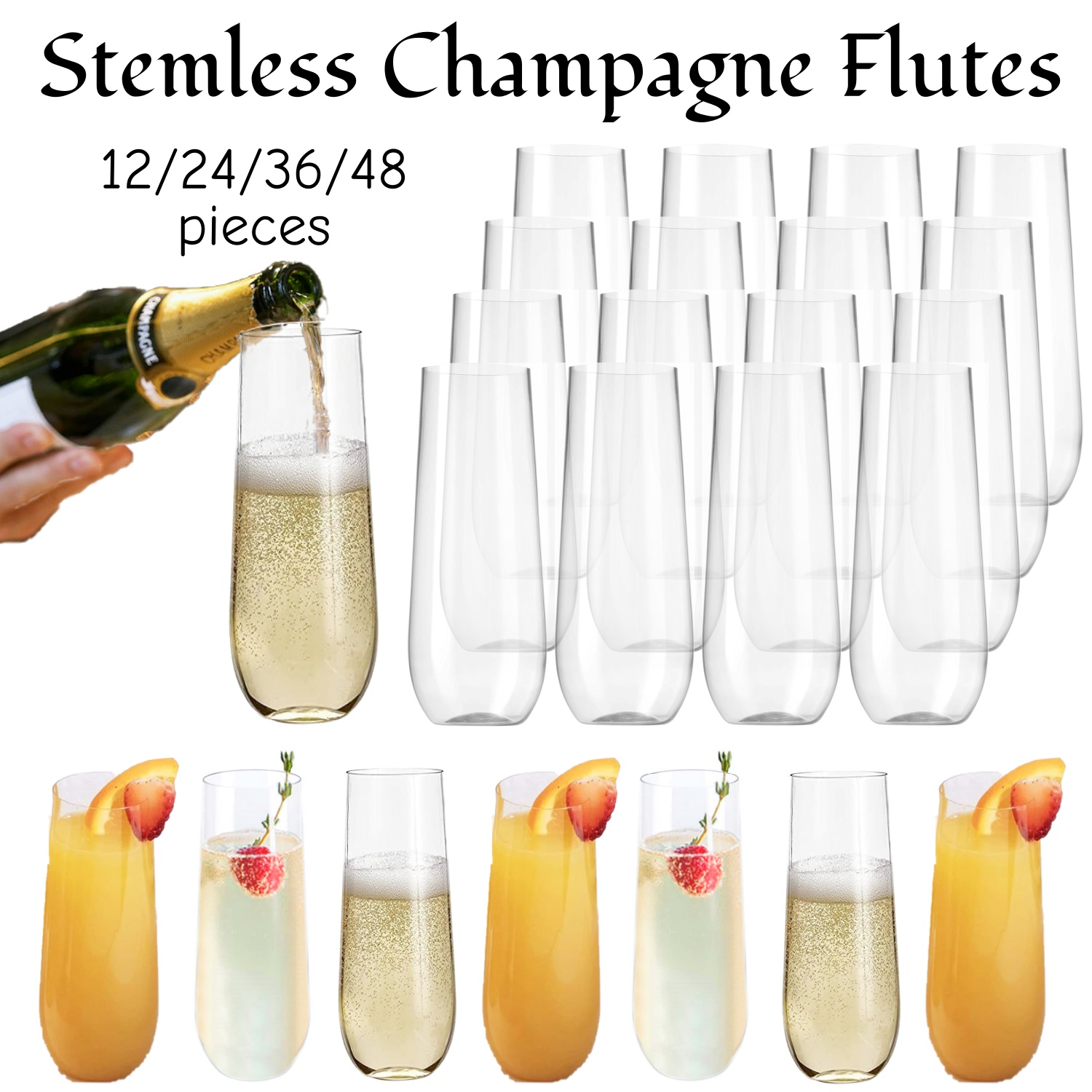 Champagne Tower Set - 12-48 Uds flautas de champán de