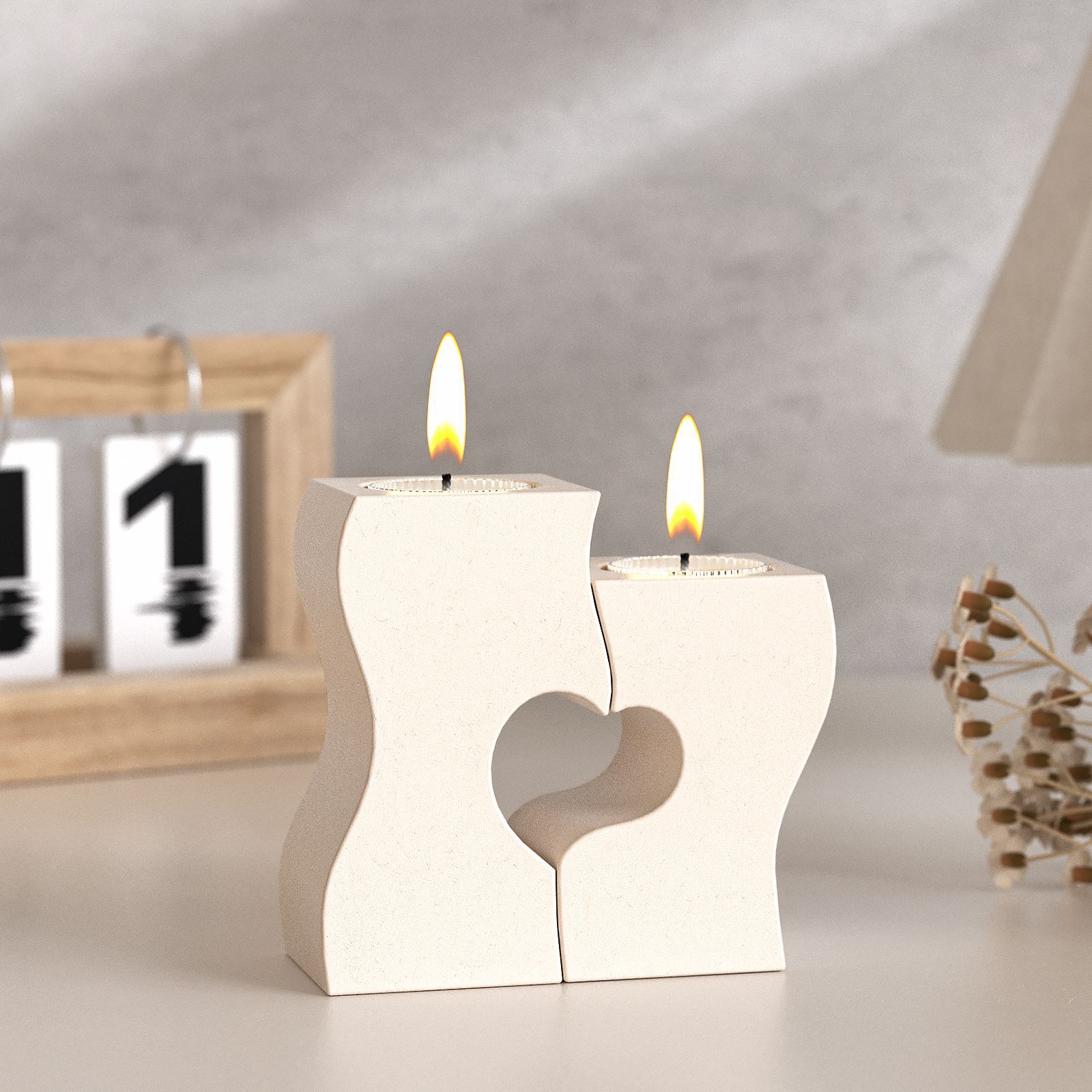 Unity Candle Set - S corazón candelabro moldes de silicona
