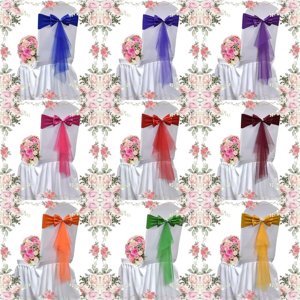 Lazos de Organza Elásticos par - Chair Sash Organza reseña y precio